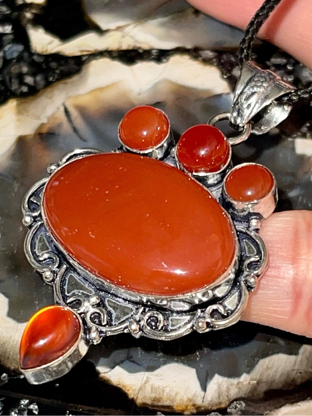 Rustic Carnelian Crystal  Pendant 2 1/2”